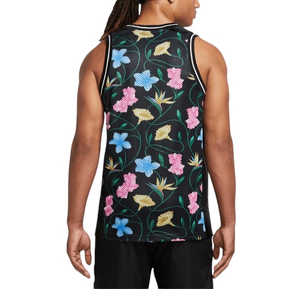 Nike Dri-Fit NBA Giannis Freak Jersey Tank Black Floral Basketball Medium Tall - Picture 2 of 16